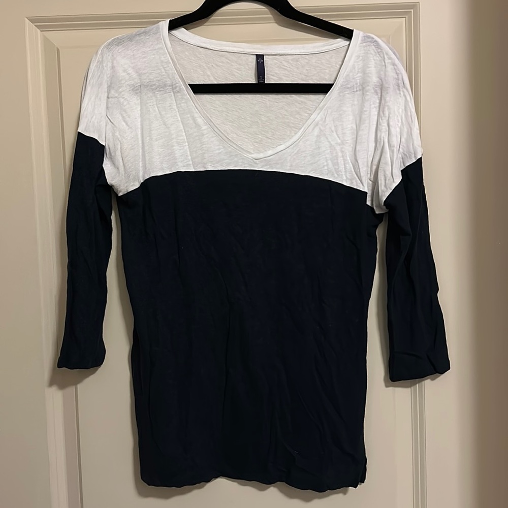 NYDJ navy and white 3/4 sleeve top — size S
